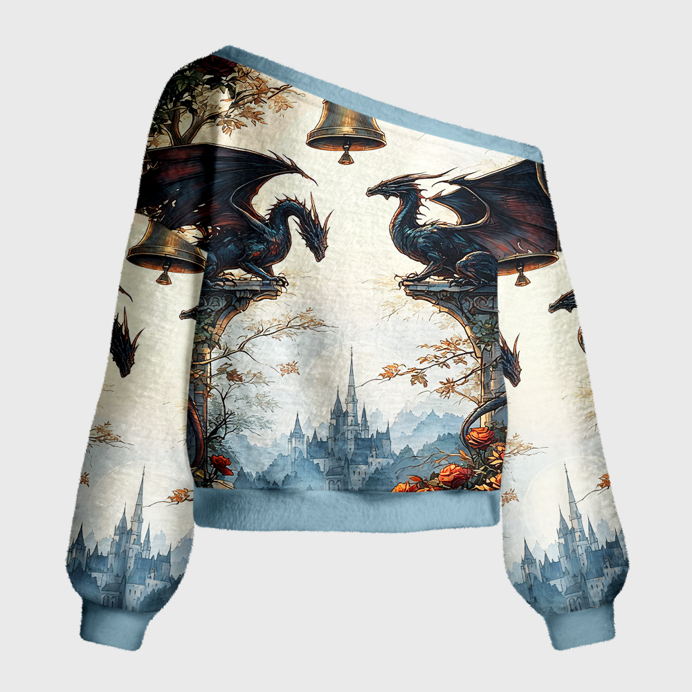 Pagewings Fantasy Bookish Off Shoulder Ugly Knit Sweater