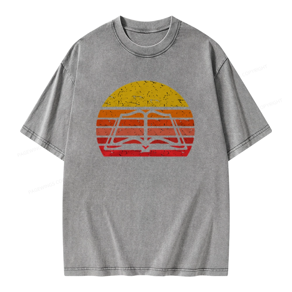 Pagewings Vintage Book Reading Lover Unisex Washed T-shirt