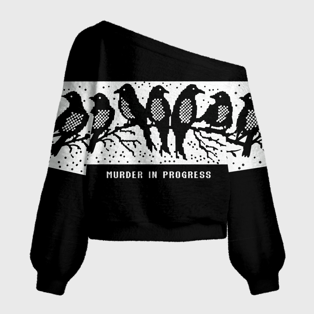 Pagewings Murder In Progress Off Shoulder Ugly Knit Sweater