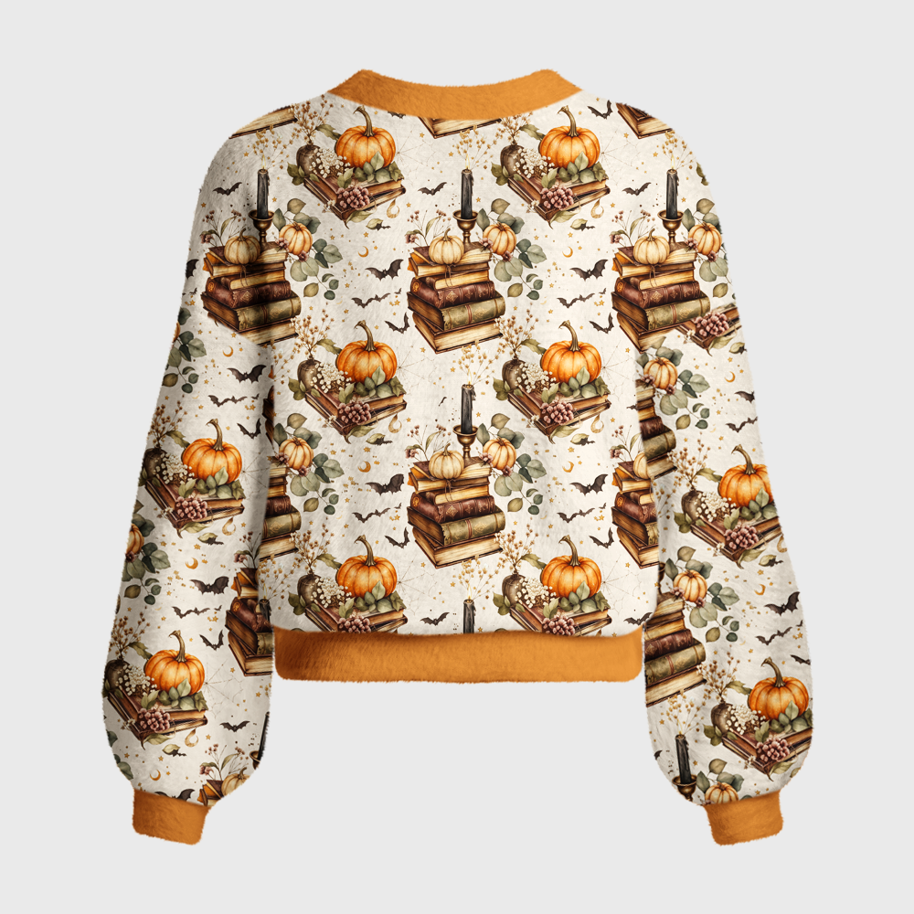 Pagewings Halloween Bookish Women's Cardigan Sweater