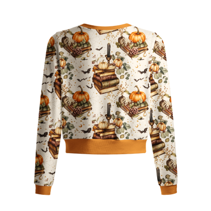 Pagewings Halloween Bookish Crew Neck Cardigan Sweaters