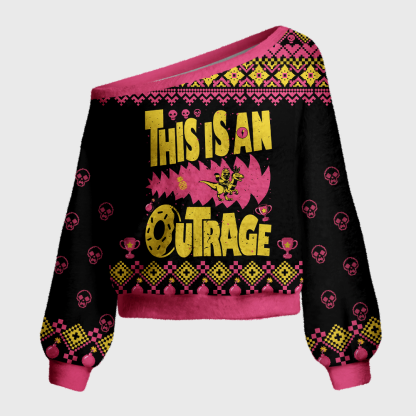 Pagewings Sci Fi Book Lover Off Shoulder Ugly Knit Sweater