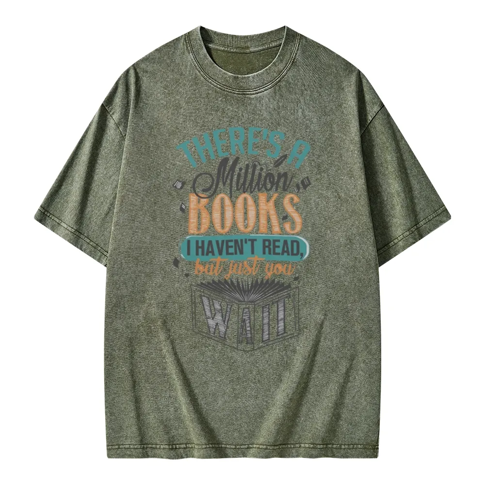 Pagewings There's A Million Books I Haven't Read Unisex Washed T-shirt
