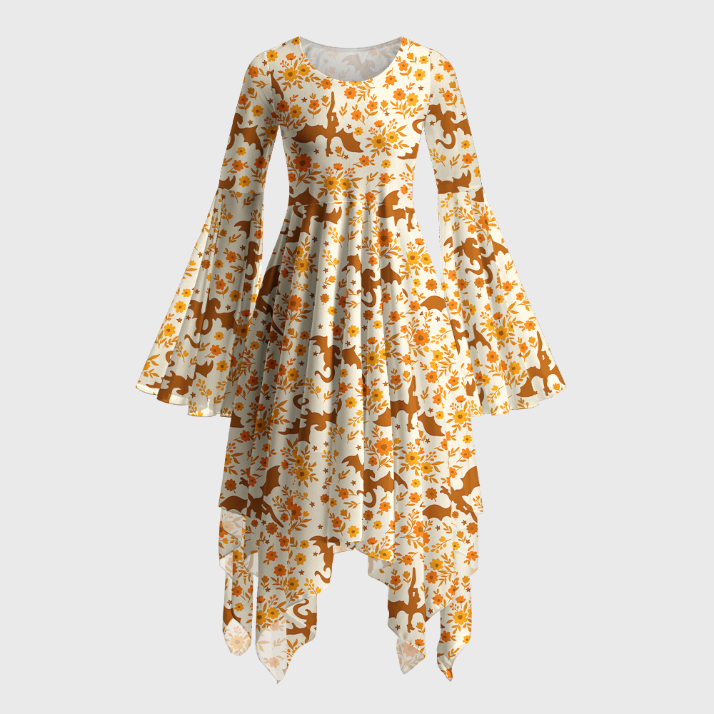 Pagewings Fantasy Bookish Bell Sleeve Dress