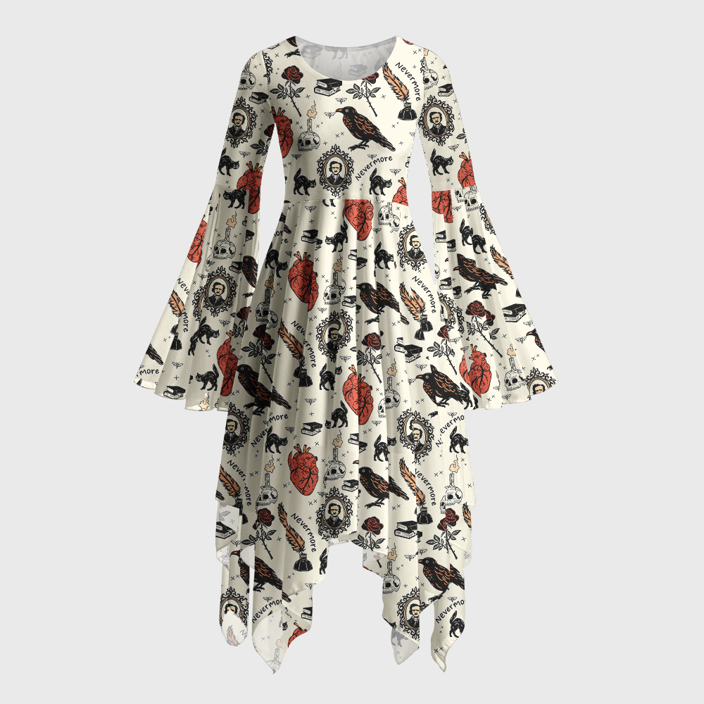 Pagewings Reading Crow Bell Sleeve Dress