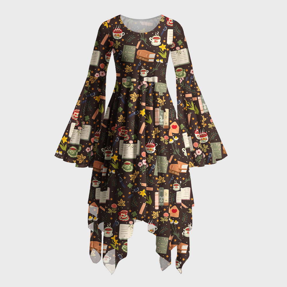 Pagewings Book Lover Bell Sleeve Dress