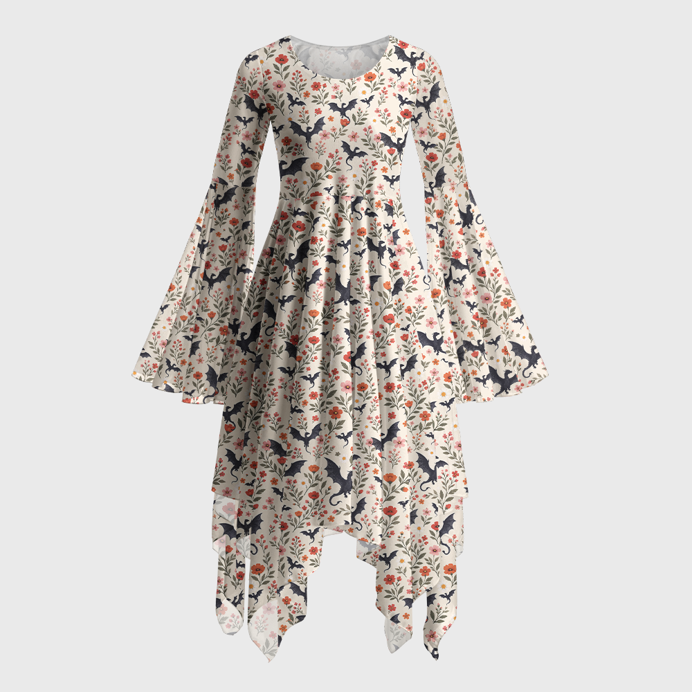 Pagewings Book Dragon Bell Sleeve Dress