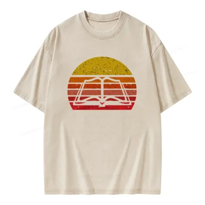 Pagewings Vintage Book Reading Lover Unisex Washed T-shirt