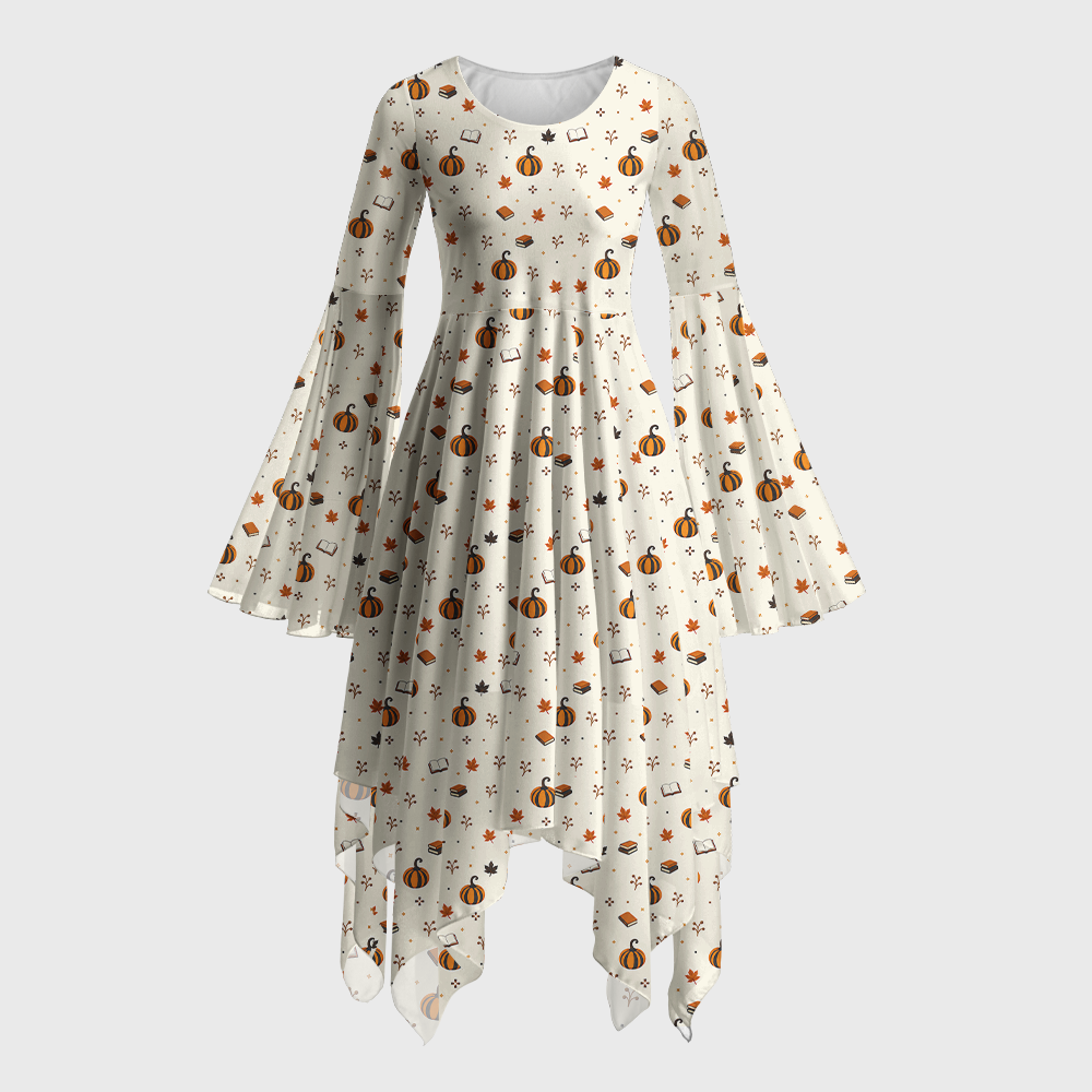 Pagewings Halloween Bookish Bell Sleeve Dress