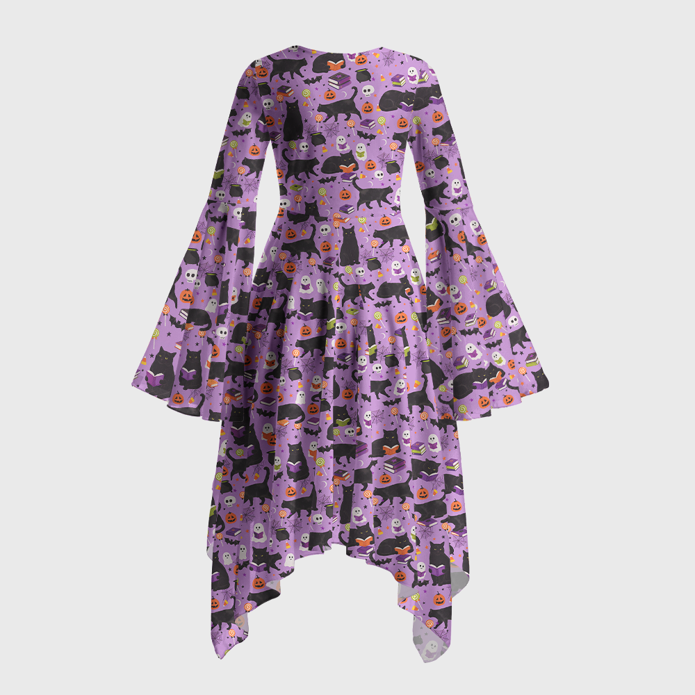 Pagewings Halloween Bookish Bell Sleeve Dress