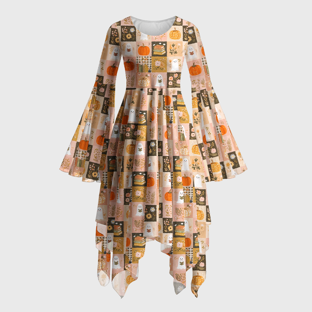 Pagewings Halloween Bookish Bell Sleeve Dress