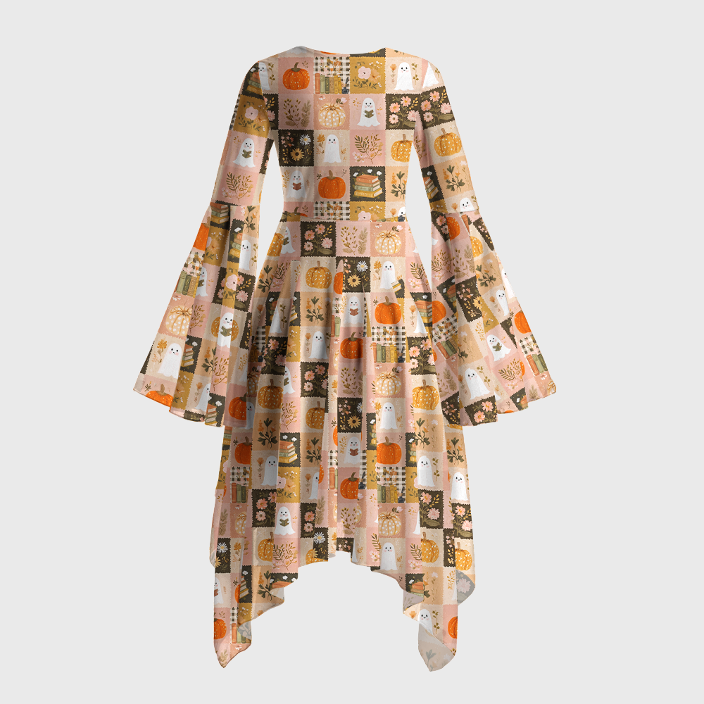 Pagewings Halloween Bookish Bell Sleeve Dress