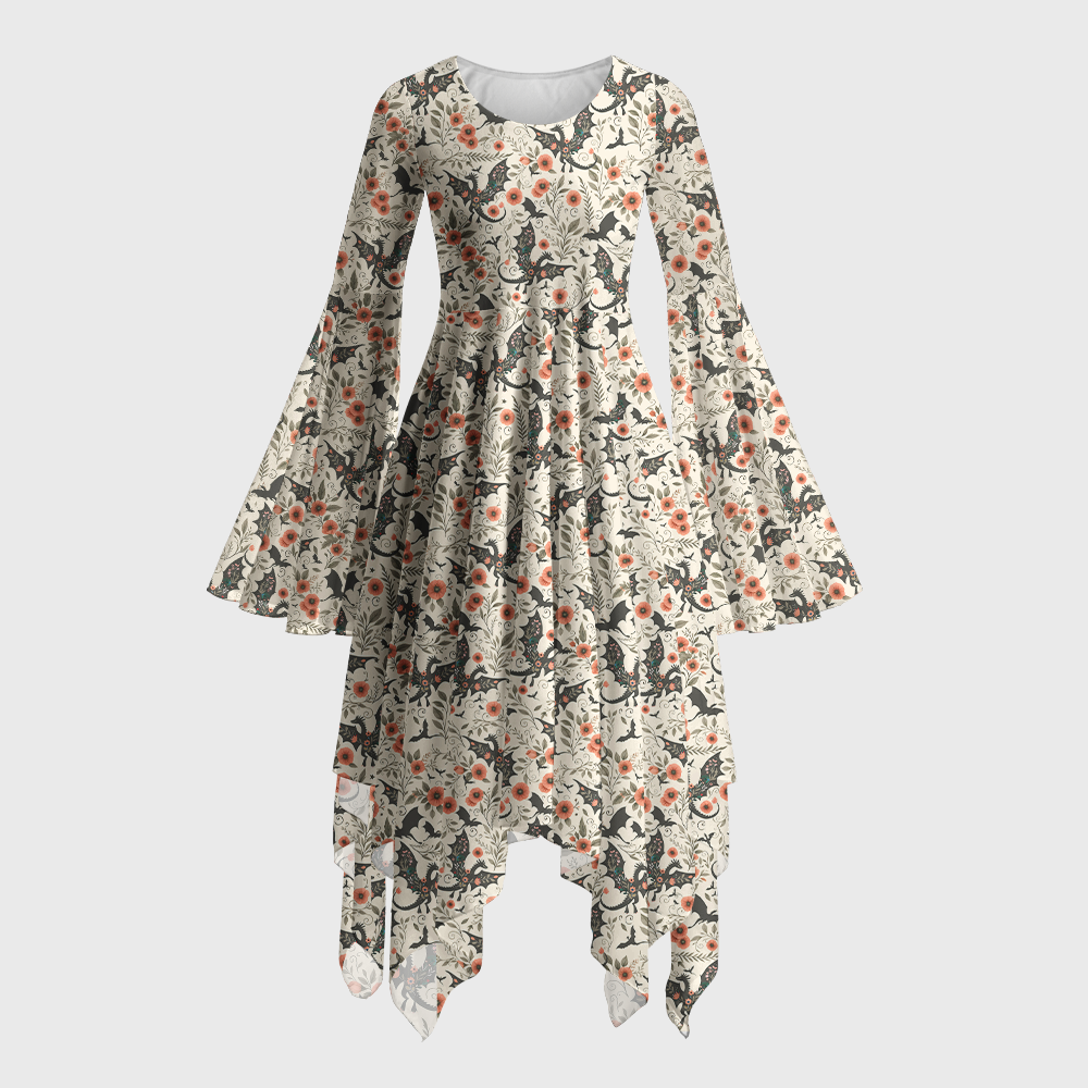 Pagewings Book Dragon Bell Sleeve Dress