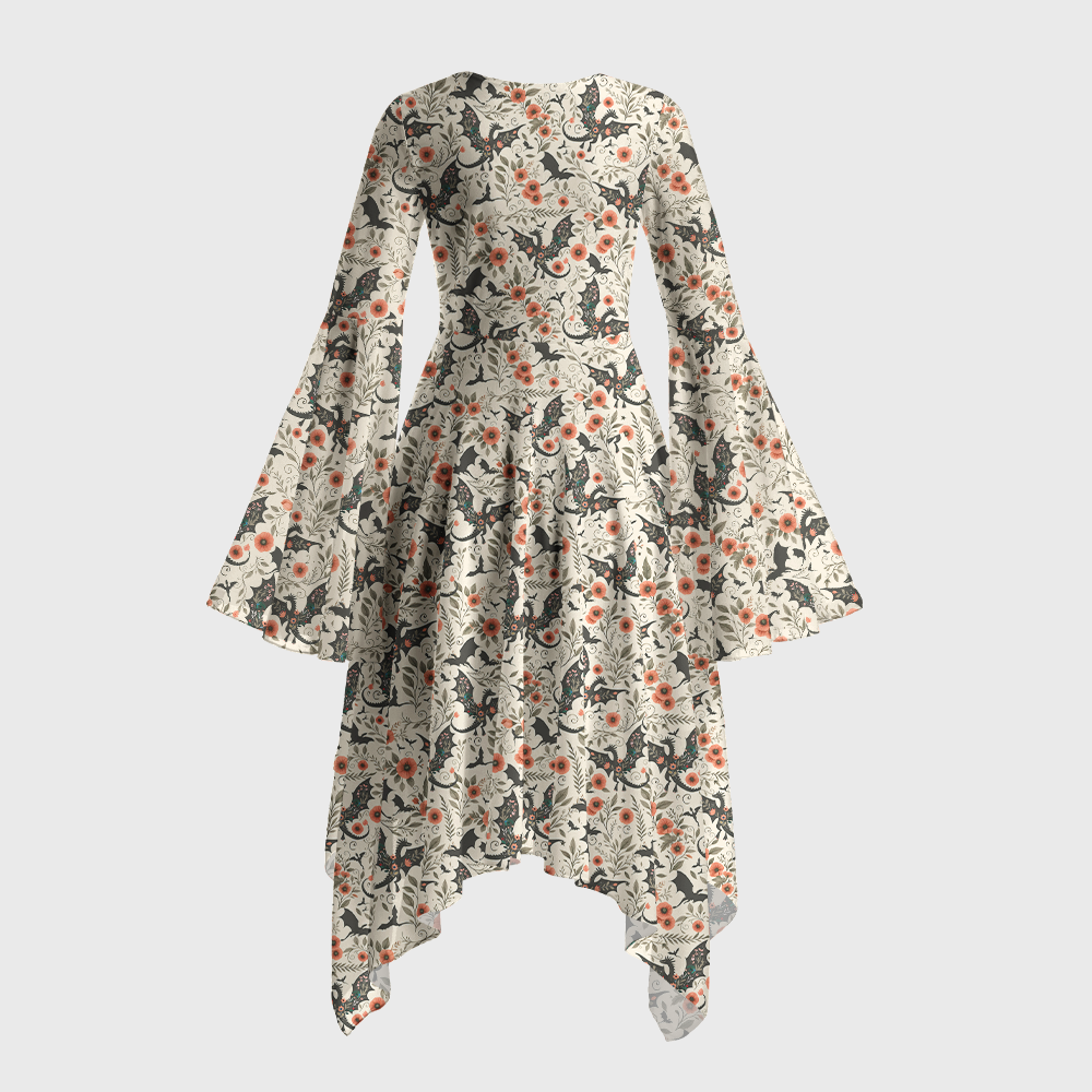 Pagewings Book Dragon Bell Sleeve Dress