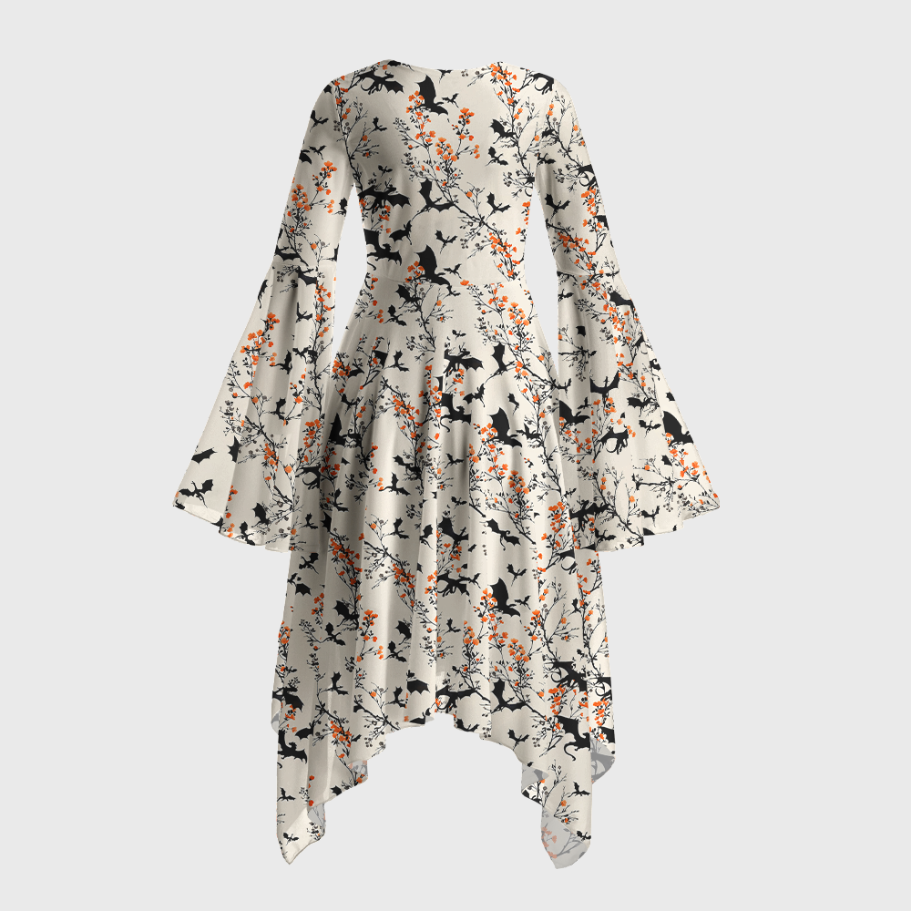 Pagewings Book Dragon Bell Sleeve Dress