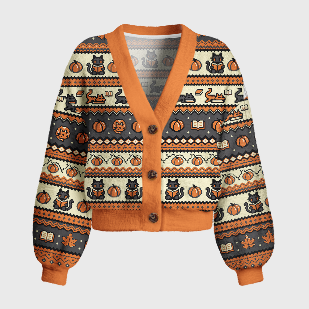 Pagewings Halloween Bookish Women's Cardigan Sweater