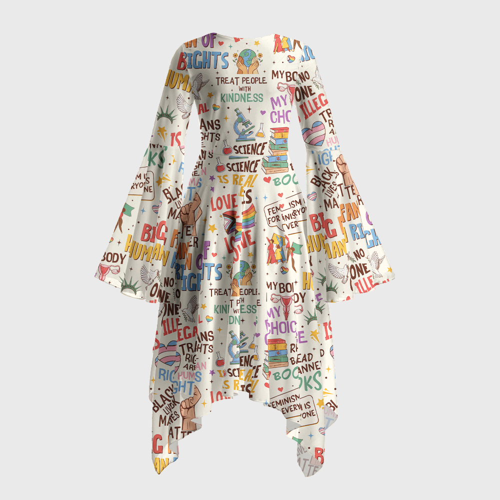 Pagewings Big Fan Of Human Rights Bell Sleeve Dress
