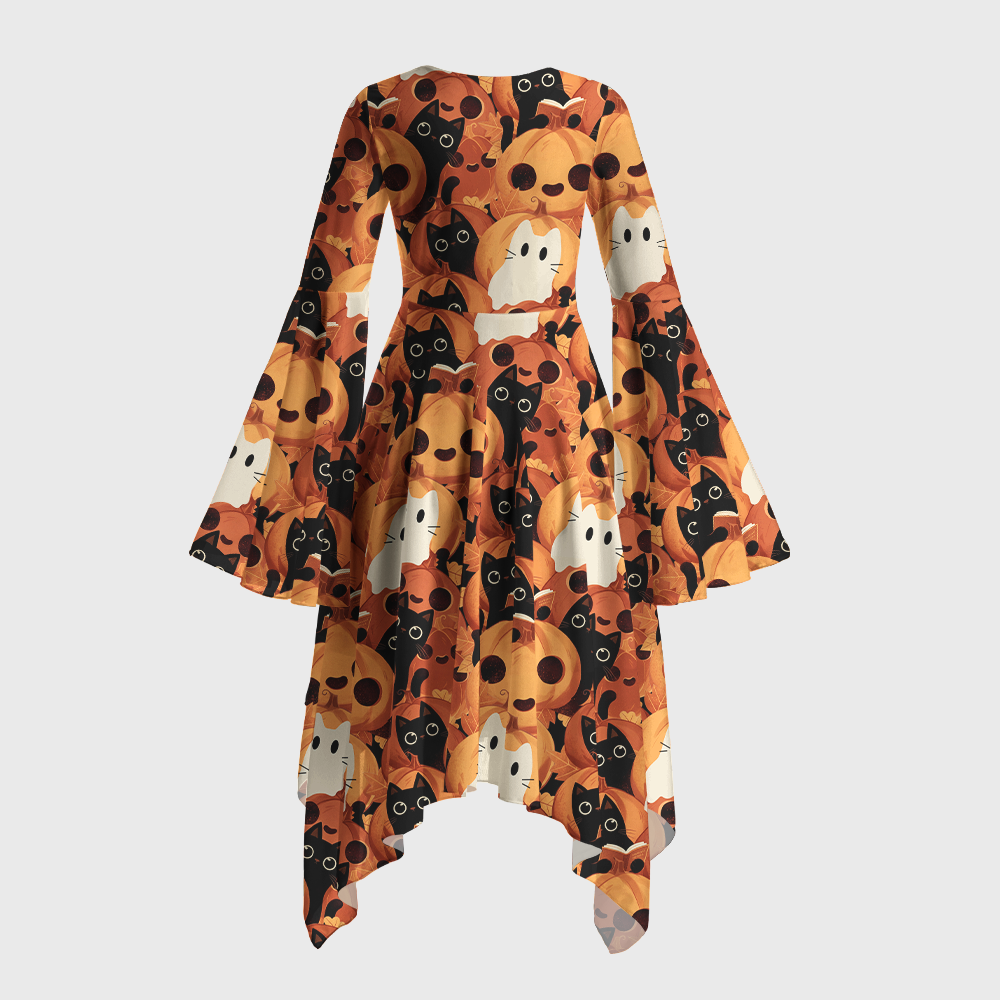 Pagewings Ghosts Love Reading Bell Sleeve Dress