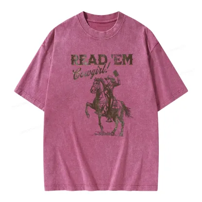 Pagewings Bookish Cowgirl Unisex Washed T-shirt