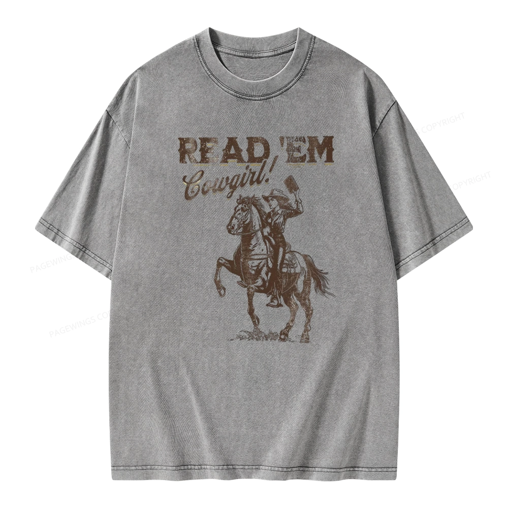 Pagewings Bookish Cowgirl Unisex Washed T-shirt