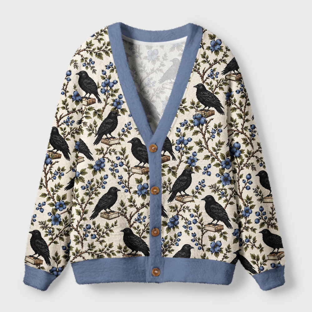 Pagewings Reading Crow Light Knit Unisex Cardigan Sweaters