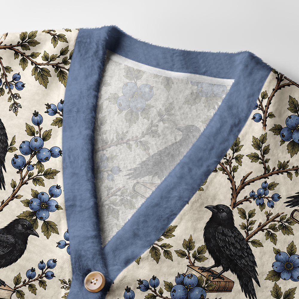 Pagewings Reading Crow Light Knit Unisex Cardigan Sweaters