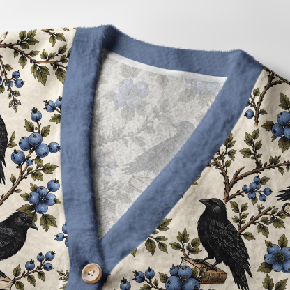 Pagewings Reading Crow Light Knit Unisex Cardigan Sweaters