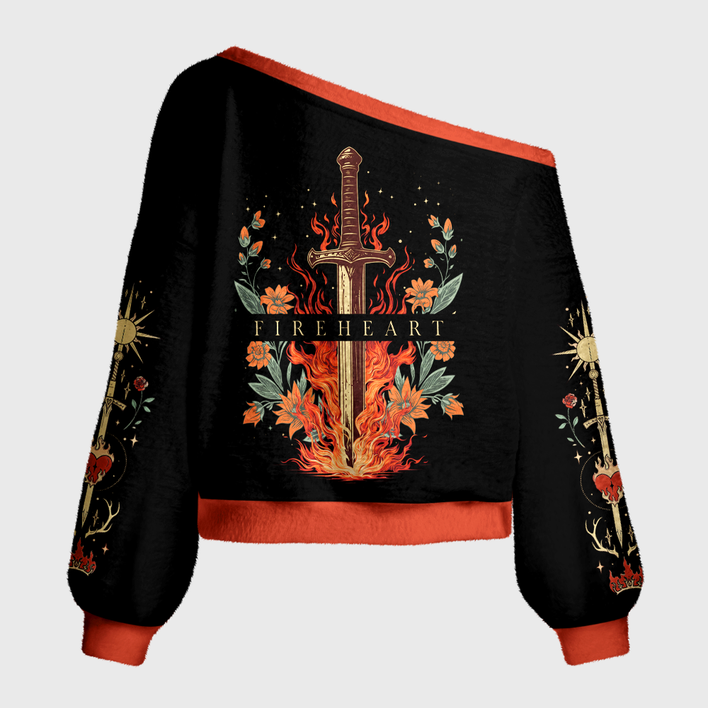 Pagewings Fireheart Off Shoulder Ugly Knit Sweater