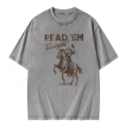 Pagewings Bookish Cowgirl Unisex Washed T-shirt