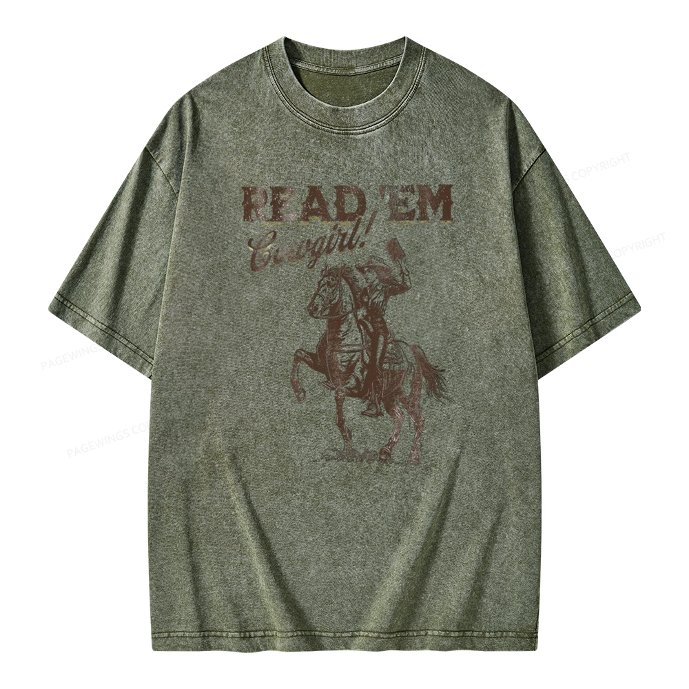 Pagewings Bookish Cowgirl Unisex Washed T-shirt