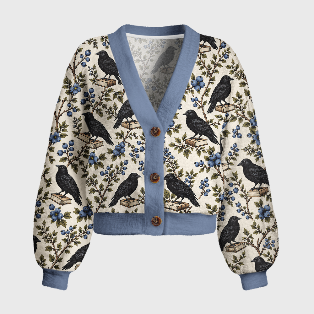 Pagewings Reading Crow Women's Cardigan Sweater
