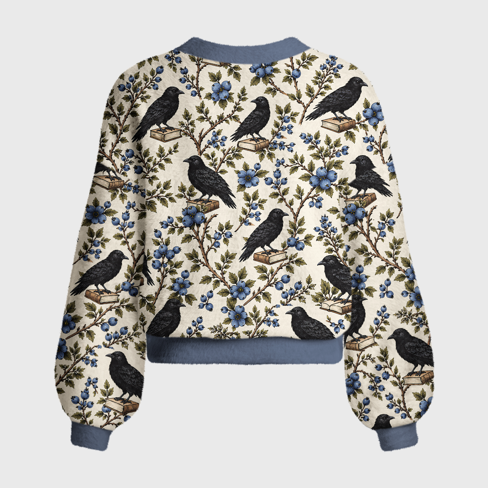 Pagewings Reading Crow Women's Cardigan Sweater