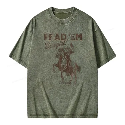 Pagewings Bookish Cowgirl Unisex Washed T-shirt