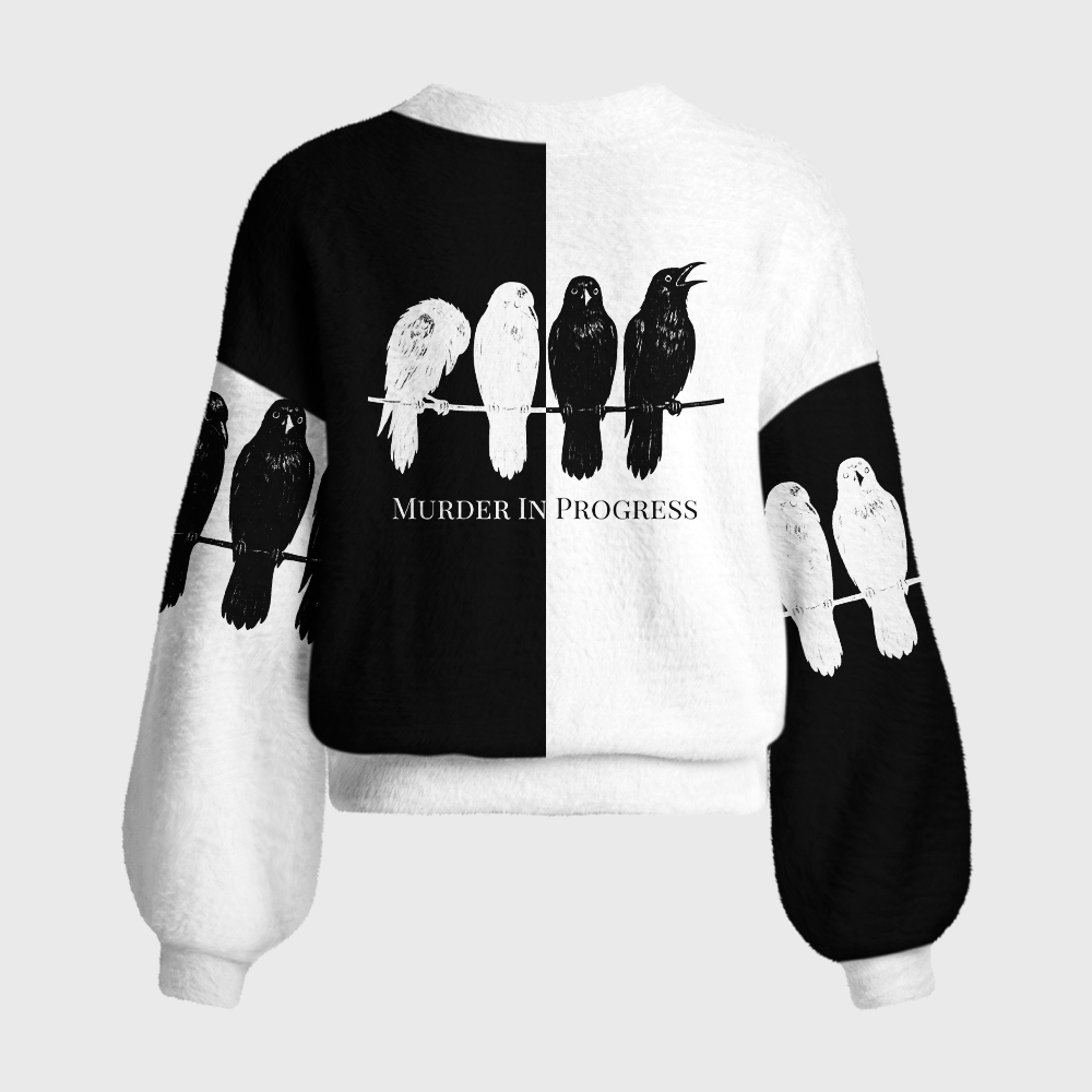 Pagewings Reading Crow Women's Cardigan Sweater