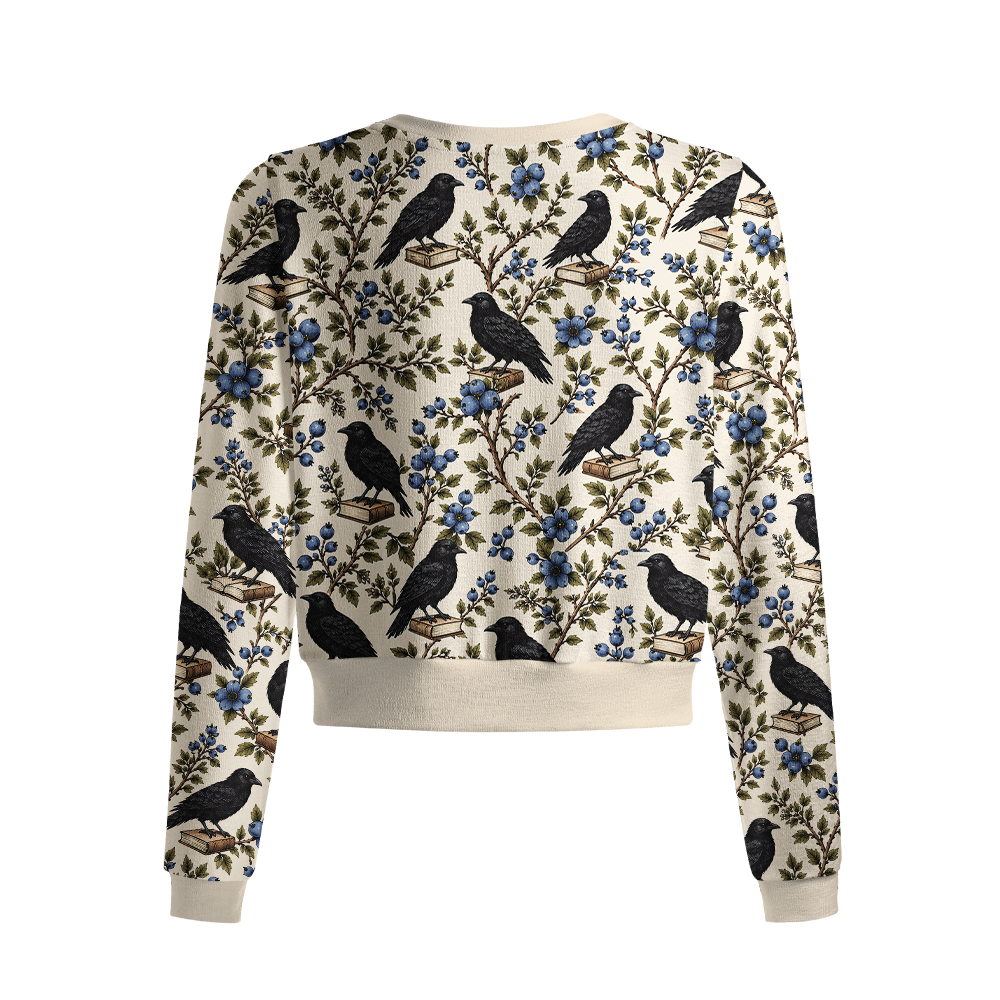 Pagewings Reading Crow Crew Neck Cardigan Sweaters