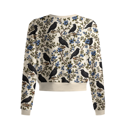 Pagewings Reading Crow Crew Neck Cardigan Sweaters