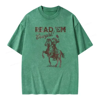 Pagewings Bookish Cowgirl Unisex Washed T-shirt