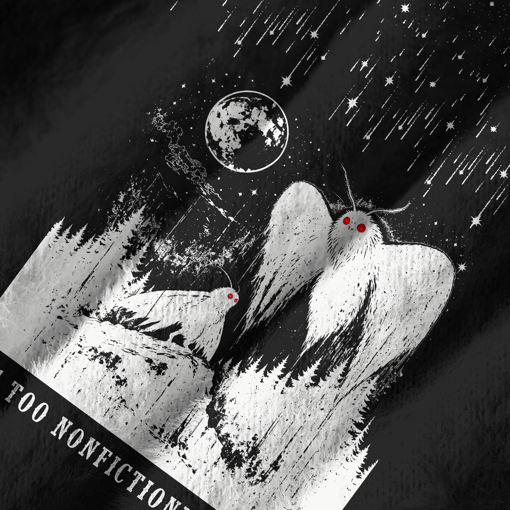 Pagewings Vintage Mothman Off Shoulder Ugly Knit Sweater