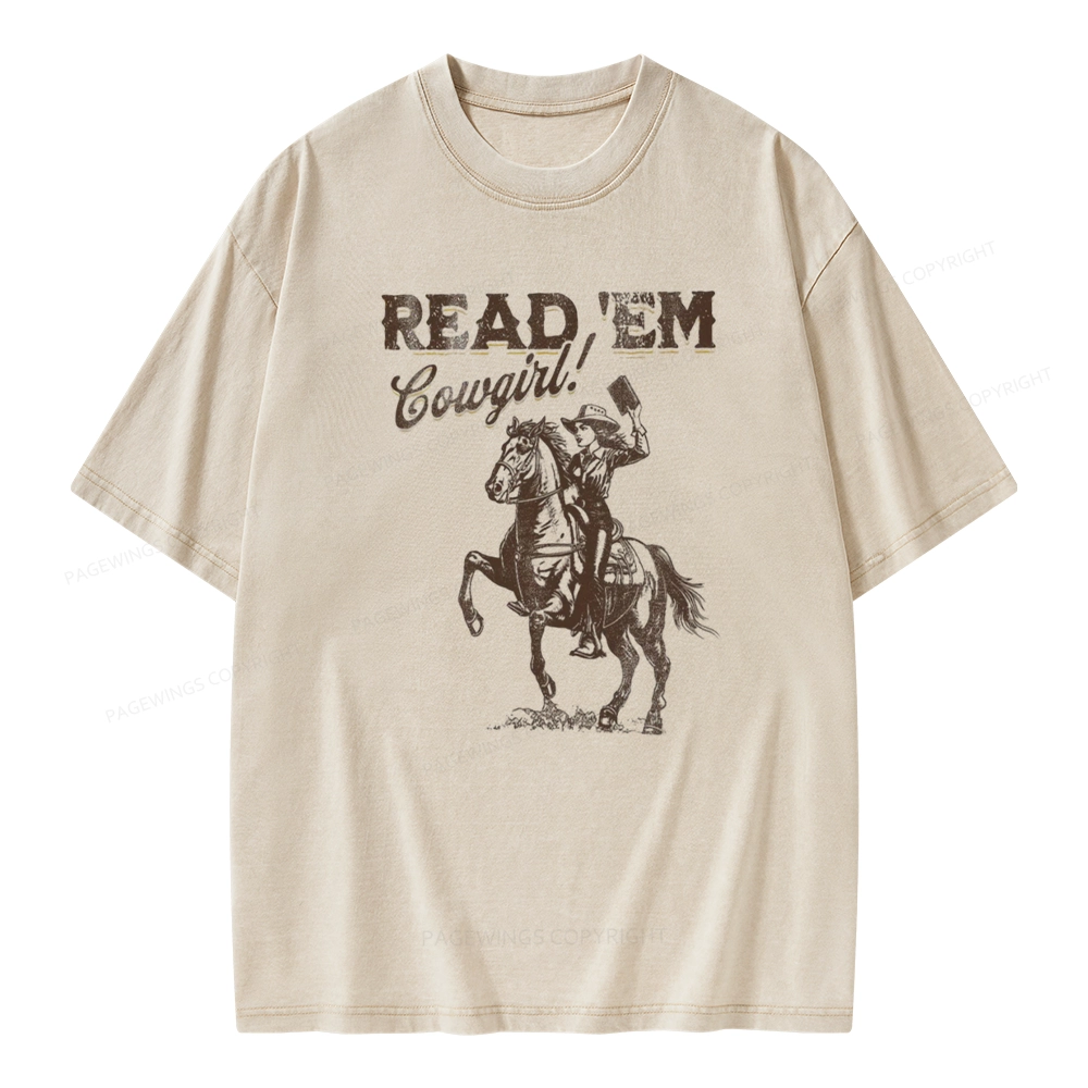 Pagewings Bookish Cowgirl Unisex Washed T-shirt