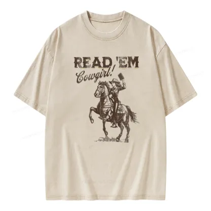 Pagewings Bookish Cowgirl Unisex Washed T-shirt