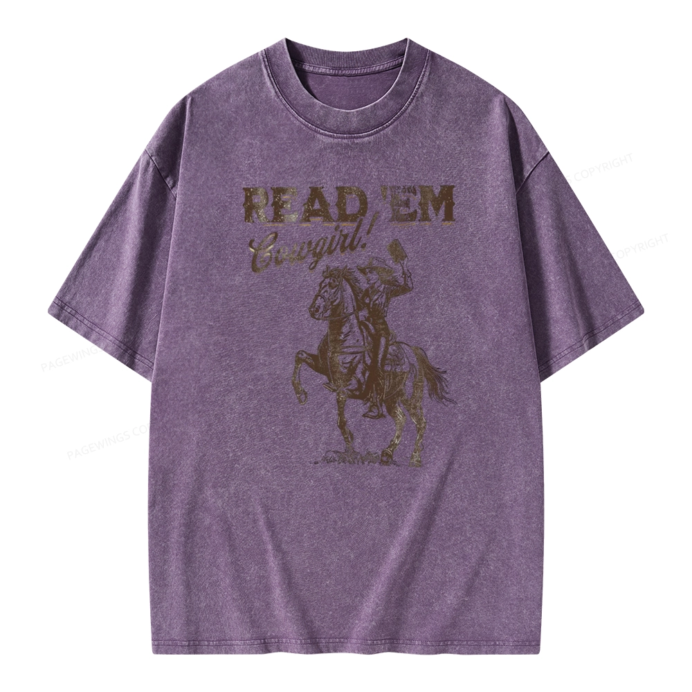 Pagewings Bookish Cowgirl Unisex Washed T-shirt