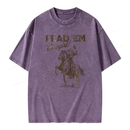 Pagewings Bookish Cowgirl Unisex Washed T-shirt