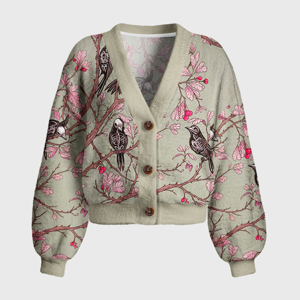 Pagewings Reading Crow Women's Cardigan Sweater