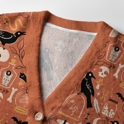 Pagewings Reading Crow Light Knit Unisex Cardigan Sweaters