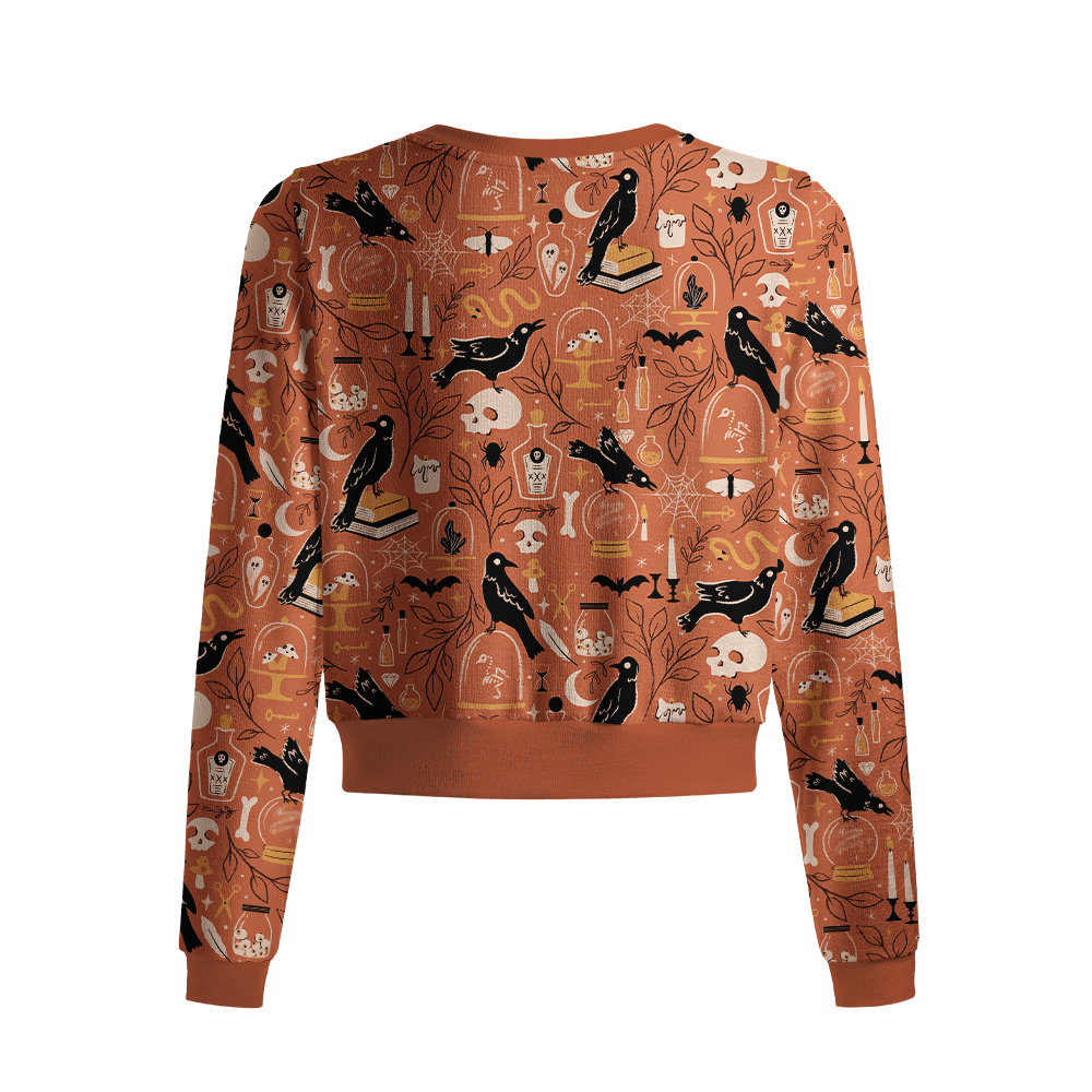 Pagewings Reading Crow Crew Neck Cardigan Sweaters