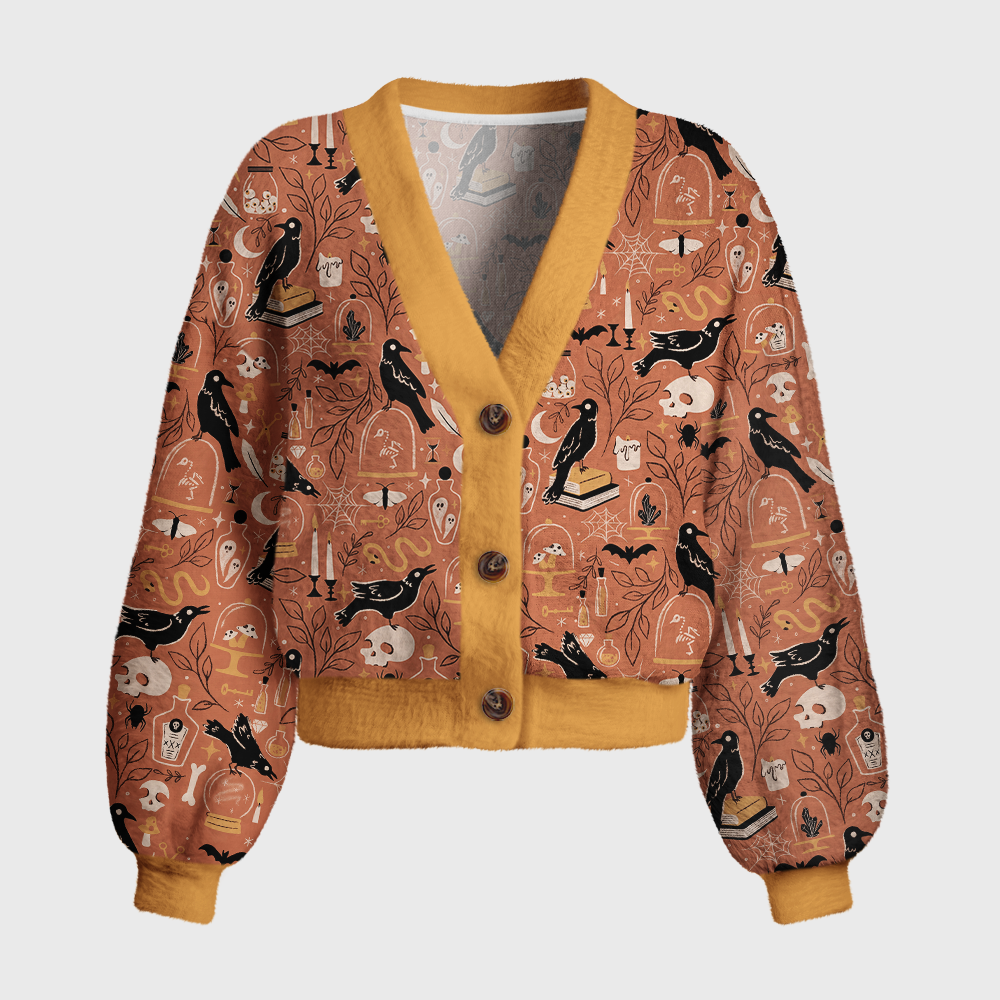 Pagewings Reading Crow Women's Cardigan Sweater