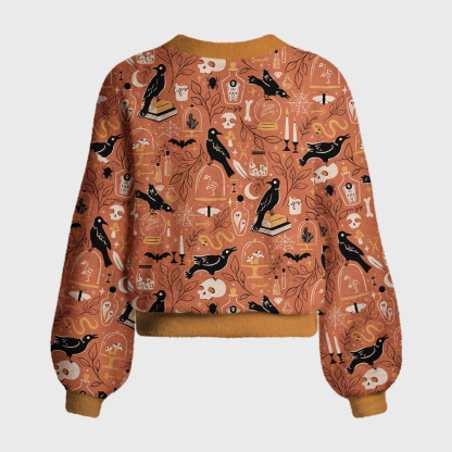 Pagewings Reading Crow Women's Cardigan Sweater