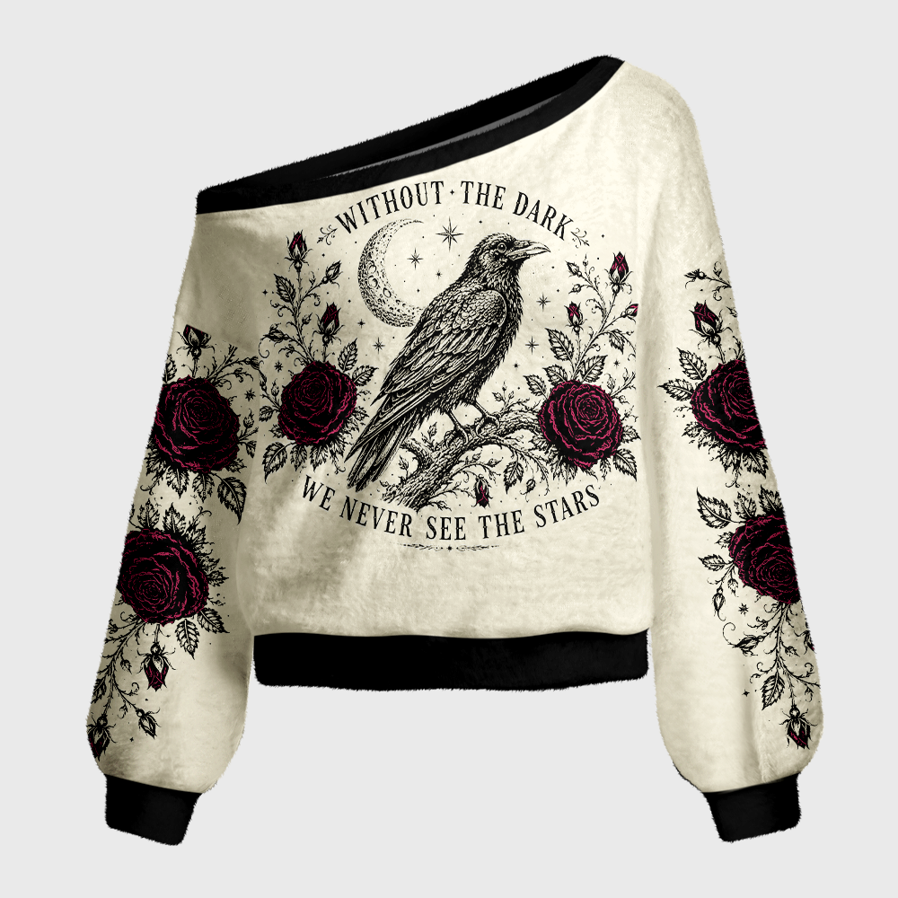 Pagewings Reading Crow Off Shoulder Ugly Knit Sweater