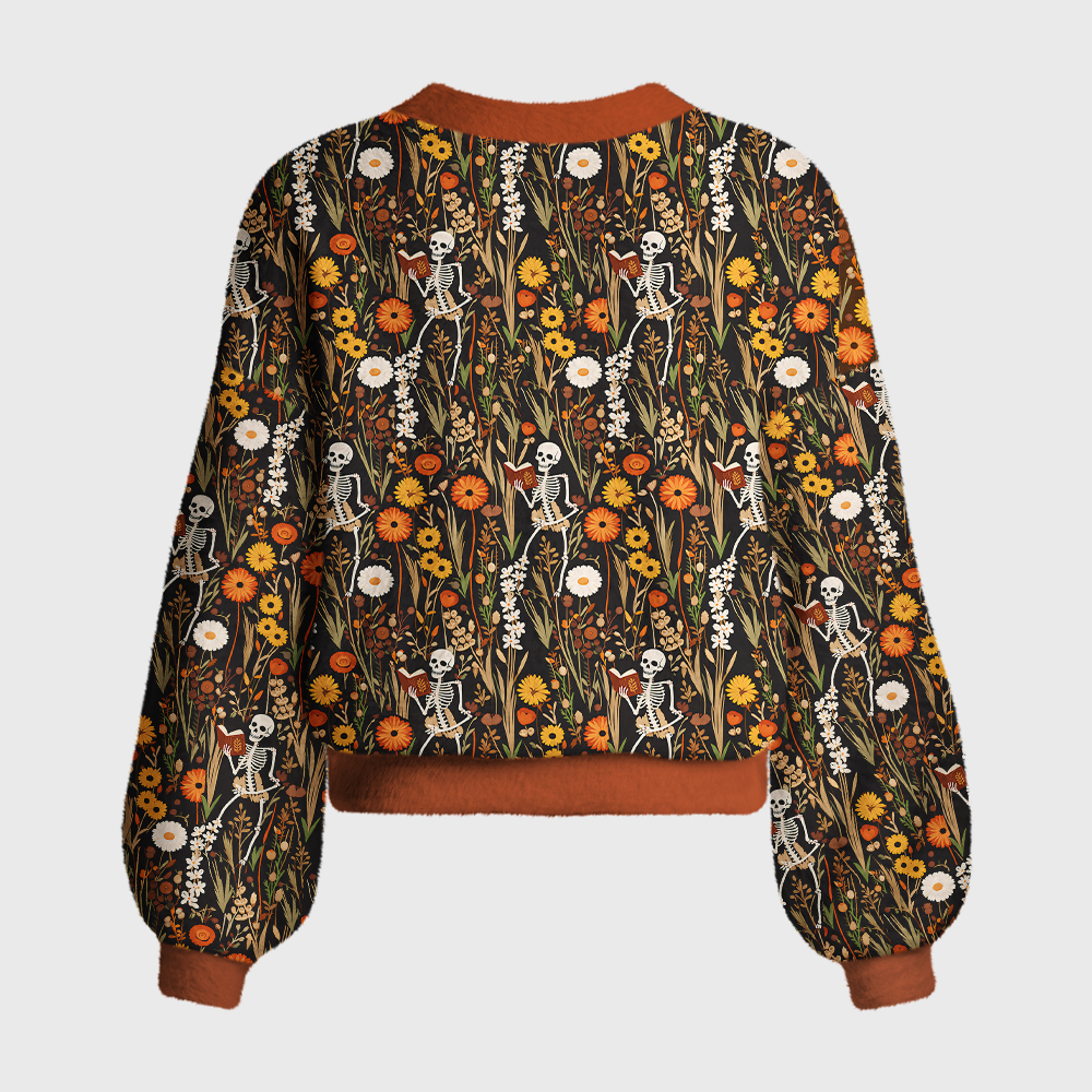 Pagewings Reading Skeleton Women's Cardigan Sweater