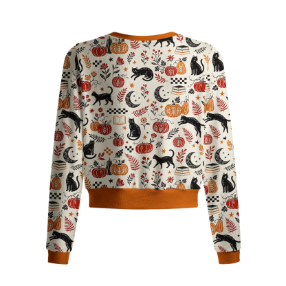 Pagewings Cat Book Lover Crew Neck Cardigan Sweaters
